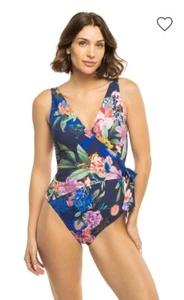 Johnny Was Neon Jungle Floral Wrap One-Piece Swimsuit X-Large NWT - Picture 1 of 4