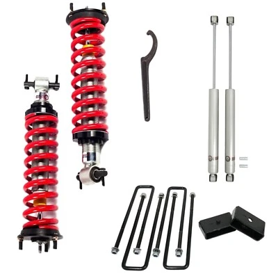 1-4" Front Coilovers + 3" Rear Blocks and Shocks For 07-18 Silverado Sierra 1500 - Image 1 of 4