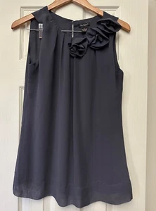 Top da donna nuovo Options piccolo grigio senza maniche rosette trasparenti a pieghe leggero - Foto 1 di 24