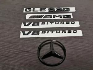 Gloss Black GLE63S AMG V8 BITURBO Star PACKAGE Trunk Emblem Badge Sticker W166 - Bild 1 von 6
