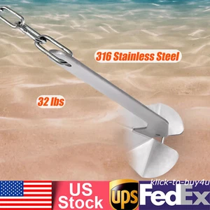 Delta Style Marine Anchor Small Yacht Boat Anchor 32lb 316 Stainless Steel - Picture 1 of 12
