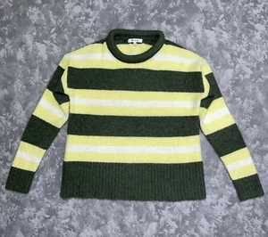 Suéter Madewell Fulton Para Mujer XXS Mezcla de Lana Verde Amarillo Rayas Pullover - Imagen 1 de 8