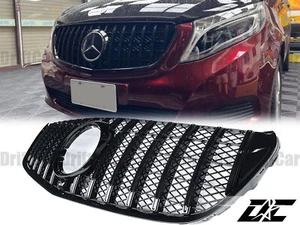 GT R GLOSS BLACK COVER FRONT GRILLE FIT 16 to 19 W447 V-CLASS MINI VAN PASSENGER - Picture 1 of 4