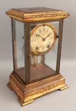 Antique Seth Thomas Gold Gilt Brass No. 48 Crystal Regulator Mantle Clock, NR
