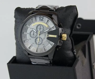 Diesel DZ4479 Mega Chief Grey Chronograph Dial Black Stainless Steel Men's Watch - Image 1 of 4