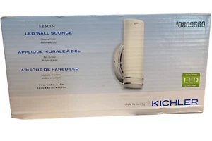 Kichler, "Ebson" Chrome LED Transitional Vanity Light | Acrylic Frosted Shade - Picture 1 of 4