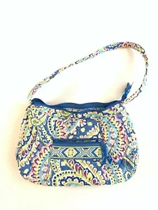 Vera Bradley Capri Blue Handbag Shoulder Purse Paisley Purple Pink Yellow - Picture 1 of 5