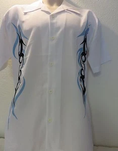 NEW DRAGONFLY SHIRT SMALL WHITE BLUE NAVY BABY Embroidered Tribal Biker Bowl - Picture 1 of 3