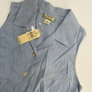 Tommy Bahama 3 Button Sleeveless Bottom Tie Shirt Woman’s S Blue TW 3615 NWT $94 - Picture 1 of 13