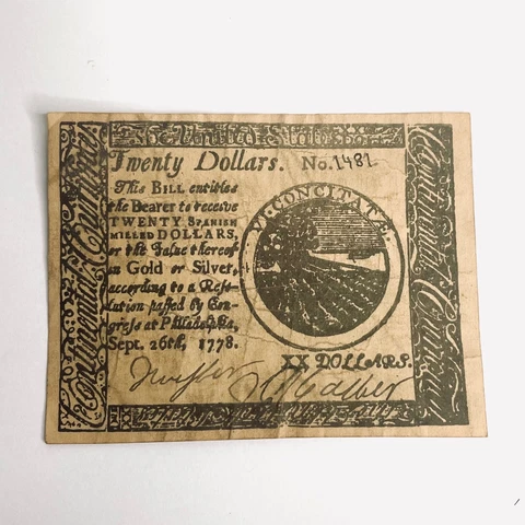 Colonial Currency / Note - Philadelphia - Twenty Dollars Cover