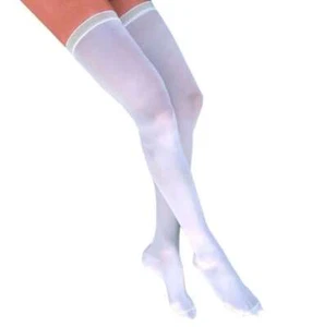 Jobst Anti-Embolism Thigh Highs Closed Toe w/Silicone Band 18 mmHg White Small - Picture 1 of 2