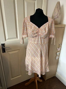 Moon River Kleid XL Größe 14 UK kariert Fit and Flare Urlaub Anlass neu mit Etikett ASOS - Bild 1 von 12