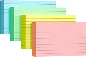 Colored Index Cards 3X5, 200 Pack, Ruled Index Cards, Flash Cards for Studying - Picture 1 of 12
