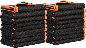18 Pack Moving Blankets 40x72" Shipping Quilted 15lb/dz weight Pro Economy Black - Picture 1 of 12