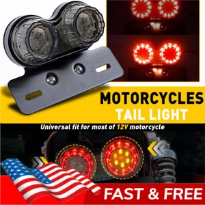 Motorcycle LED Dual Tail Turn Signal Brake License Plate Integrated Light 12V - Picture 1 of 10