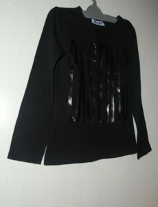 DOLCE & GABBANA JUNIOR T-SHIRT NOIR A MANCHES LONGUES COL ROND FILLETTE 3 ANS  - Picture 1 of 8