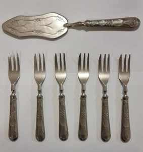SWEDEN SWEDISH 800 SILVER ART NOUVEAU Appetizer/Dessert FORKs & Spatula (440g) - Picture 1 of 10