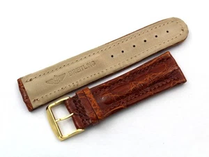 Cinturino Breitling Navitimer Vera Pelle Coccodrillo Marrone 22/20mm Fibbia Gold - Imagen 1 de 4