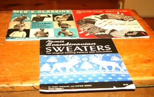Vintage 3 set SWEATER Pattern Books booklet 1946 1948 - Foto 1 di 10