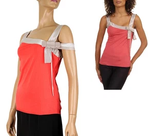 STELLA MCCARTNEY TOP COTTON BLEND CONTRASTING BOW DESIGN IT 40 US 4 - Picture 1 of 9