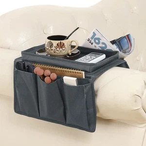 Sofa Armrest Organizer with Top Tray for Couch Recliner, 5 Pockets TV Remote ... - Picture 1 of 7