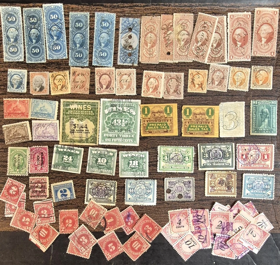 VTG US Stamps Lot Internal Revenue Tax Postage Due Documentary MIX LOT Unchecked - Image 1 of 4