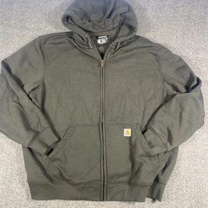 Carhartt Men’s Rain Defender Greenish Gray Zip Up Hoodie Size 2xl Loose Fit - Picture 1 of 10