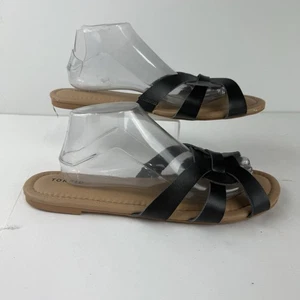 Torrid Damen 12W Medaillon T-Riemen Sandalen in schwarz Kunstleder flach - Bild 1 von 5