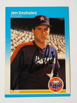 JIM DESHAIES SIGNED AUTOGRAPHED 1987 FLEER BASEBALL CARD HOUSTON ASTROS SIGNED - Image 1 of 4