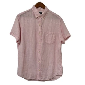 J. Crew Herren Leinen Kurzarm Hemd mit Knopfleiste Gr. S hellrosa Coastal Beachy - Bild 1 von 7