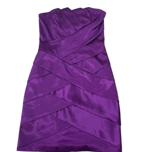 Vintage Jessica McClintock Dress 2P Purple Strapless Mini Satin Feminine USA - Picture 1 of 11