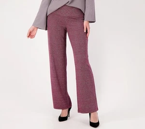 Women with Control Regular Tummy Control Jacquard Wide Leg Pants Bordeaux L New - Picture 1 of 2