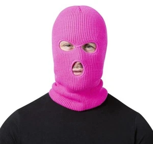 Pink Balaclava Ski Mask~Girly Adult Halloween Overhead Fancy Dress Accessory~NEW - Picture 1 of 5
