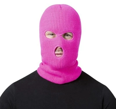 Pink Balaclava Ski Mask~Girly Adult Halloween Overhead Fancy Dress Accessory~NEW - Image 1 of 4