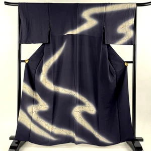 Kimono japonés "TUKESAGE" SEDA, pájaros, calabaza, sombra, púrpura-negro, L5'4"... 4483 - Imagen 1 de 10