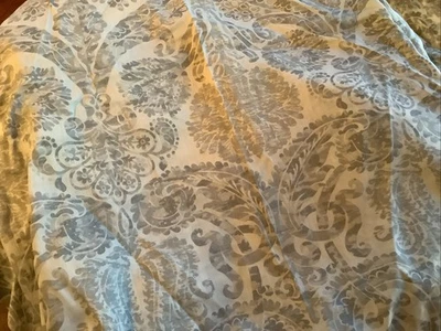 Pottery Barn Queen Size Duvet "Samantha" Gray & Cream Paisley Damask NWOT - Image 1 of 4