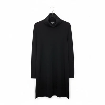 Vestido Suéter Eileen Fisher Lana Merino Cuello Alto XL Negro Minimalista Excelente Foto 1 de 3