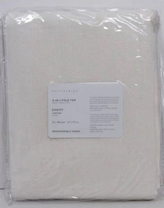 Pottery Barn Emery Leinen Verdunkelungsvorhang Baumwolle gefüttert, 50" x 108"" Elfenbein Neu mit Etikett - Bild 1 von 6