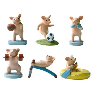 Miniature Sport Pig Figurine Miniature Pig Garden Statue Kids Toy Piggy Model - Picture 1 of 34