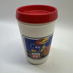 Vtg 1990s Kansas University Jayhawks Phillips 66 Plastic Gas Station Mug Aladdin - Picture 1 of 9