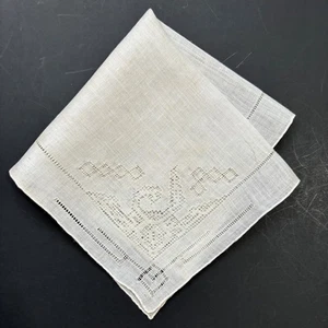 Vintage Linen Drawnwork Wedding Handkerchief Bride Pulled Thread Cottage Core - Picture 1 of 5