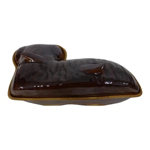 Terracota Marrón Esmaltado Pan de Cordero Pastel Pudín 2 Piezas Molde para Hornear Pascua - Imagen 1 de 15