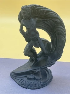 Vintage 1968 Coco Joes Hawaii Black Lava Surfer Tikis Figur geschnitzt Lava #290 - Bild 1 von 5