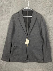 Blazer uomo in maglia Faherty nuovo con etichette nero medio melange cappotto sportivo 2 bottoni $198 - Foto 1 di 11