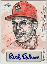 2013 Leaf Masterworks Hand Drawn Sketch Card Bob Gibson Auto 1/1 One Of One