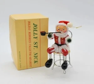 Vintage Handmade Wooden Jolly St Nick Santa Holiday Memories Collector Ornament - Picture 1 of 8
