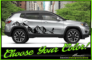 Mountain Range Hiker Side Graphics Decals - Fits Jeep Compass 2016 - 2021 and up