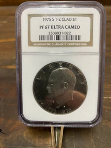 1976-S Eisenhower Bicentennial Type 2 Clad $1 NGC PF 67 Ultra Cameo - Picture 1 of 10