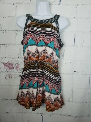 Mameluco sin mangas Xhilaration talla mediana multicolor azteca cordón cintura  Foto 1 de 4