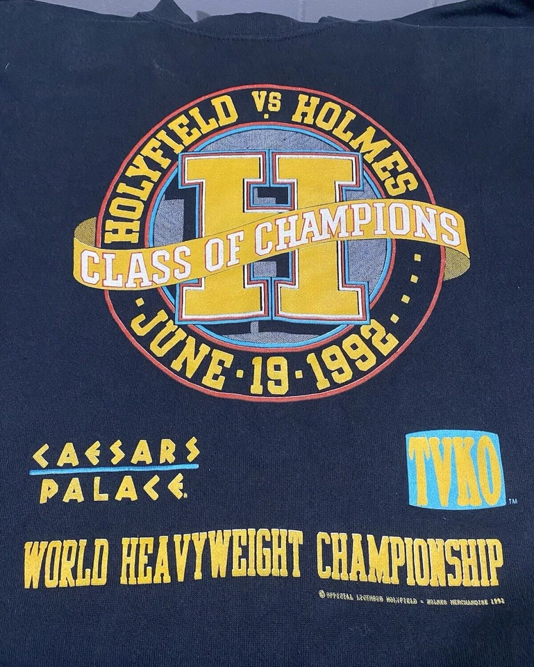 Sudadera vintage 1992 Evander Holyfield Vs. Larry Holmes boxeo rara talla L Foto 1 de 4